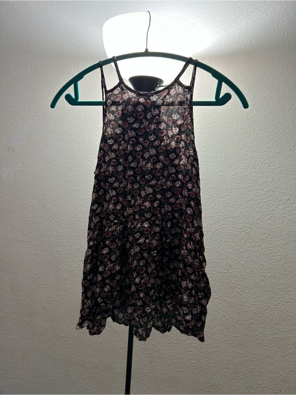 Elodie Black Floral Sheer Chemise with Pink Accents